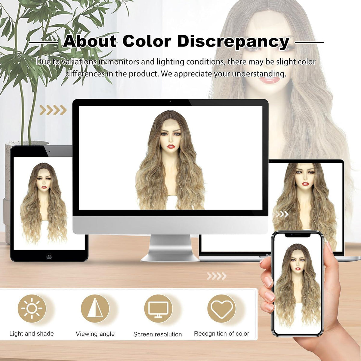 26 Zoll Lang Blonde Ombre Perücke – Synthetisch & Natürlich