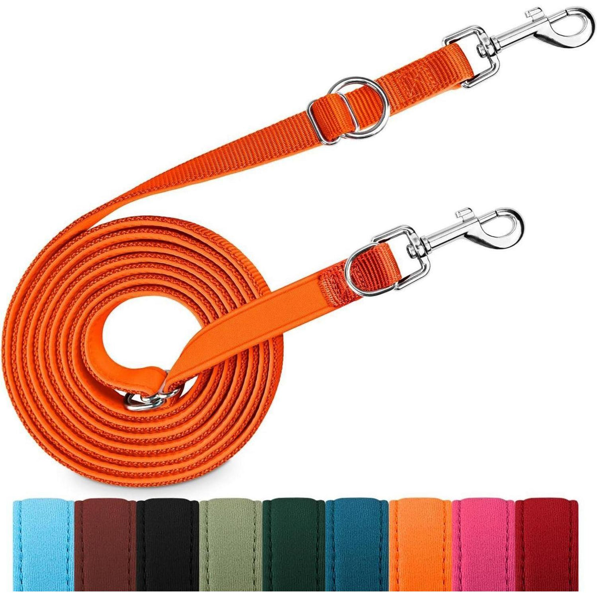 Verstellbare Hundeleine 3m, Doppelleine für Hunde bis 30kg, Orange