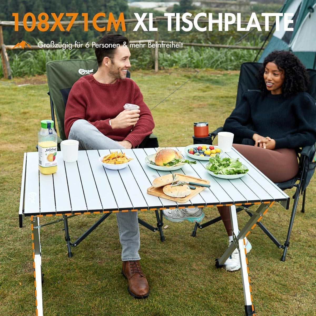 PORTAL Campingtisch faltbar, höhenverstellbar, 108x71cm, Aluminium