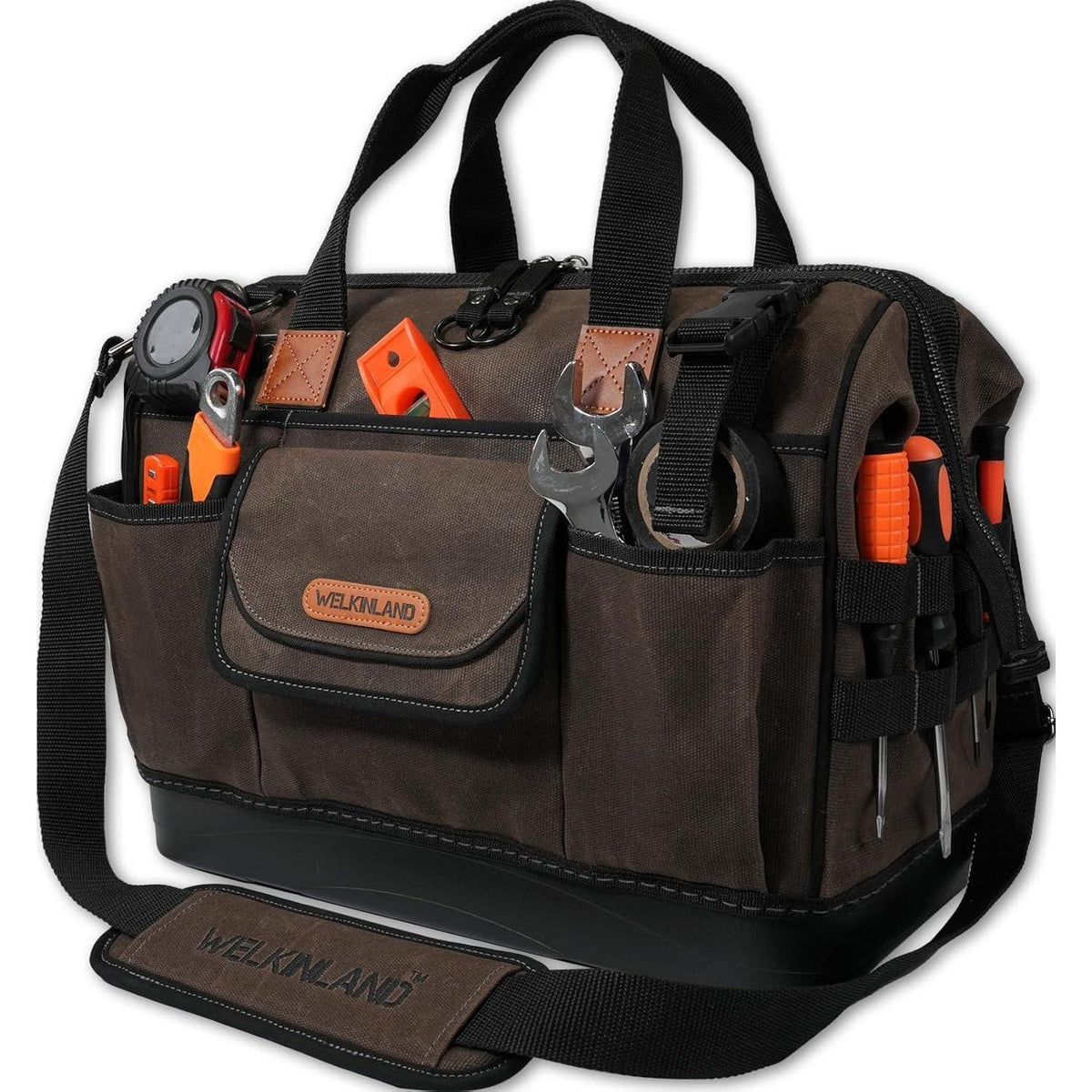 Werkzeugtasche aus gewachstem Segeltuch mit 45 Fächern, 40,6 cm
