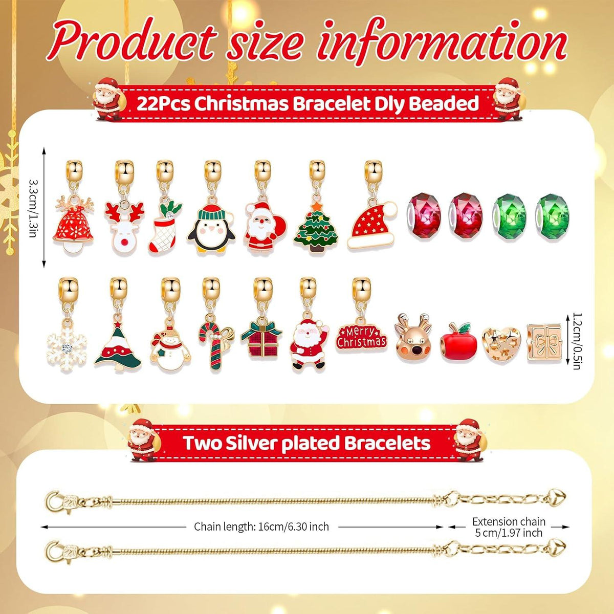 Adventskalender 2024 Mädchen Schmuck 24 Gold Armbänder