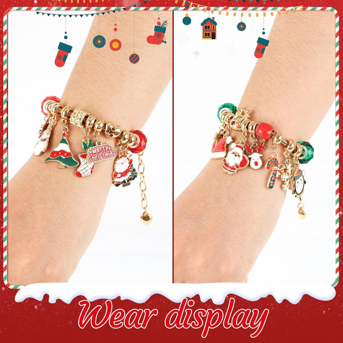 Adventskalender Mädchen 2024 Goldfarben Schmuck Armbänder Charms