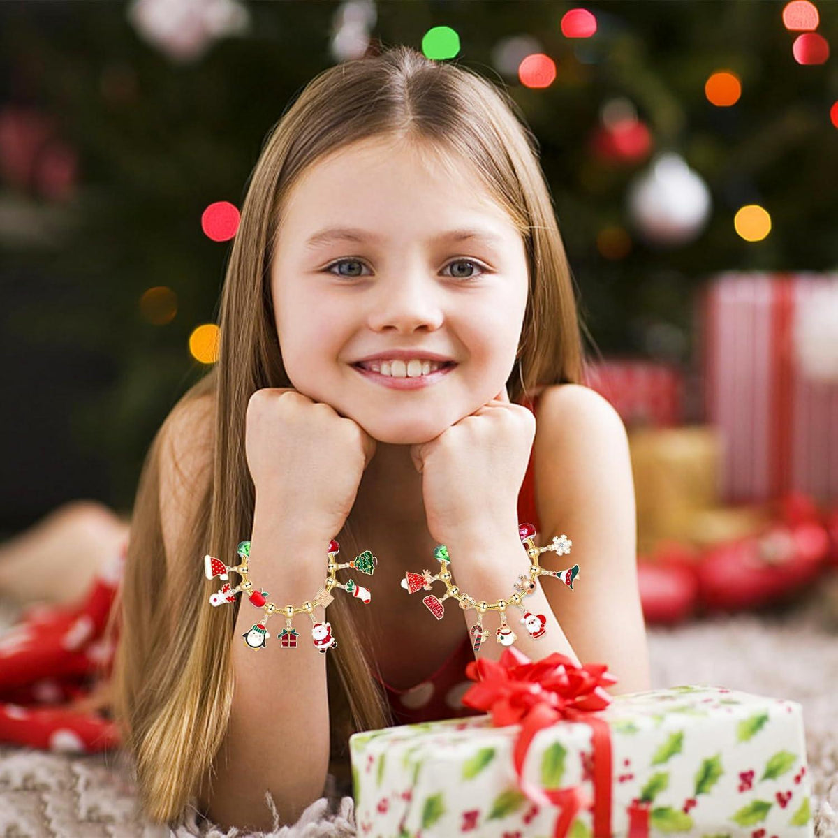 Adventskalender 2024 Mädchen Weihnachtskalender Schmuck Goldfarben 24 Füllung