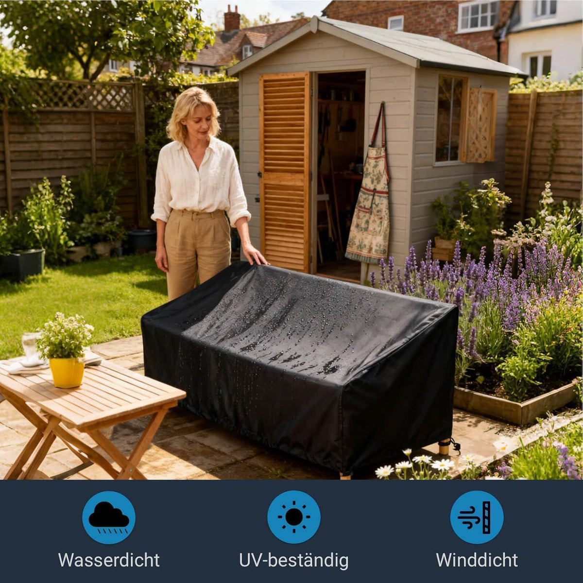 Gartenbank Abdeckung wasserdicht 175x85x65/90cm