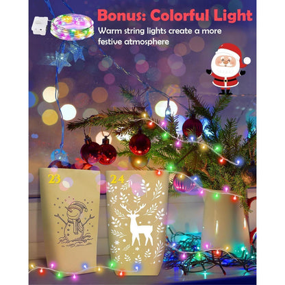 Adventskalender Set mit Lichterkette zum Befüllen in