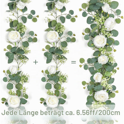 4x Eukalyptus Girlande mit Pfingstrose – 200cm Dekor