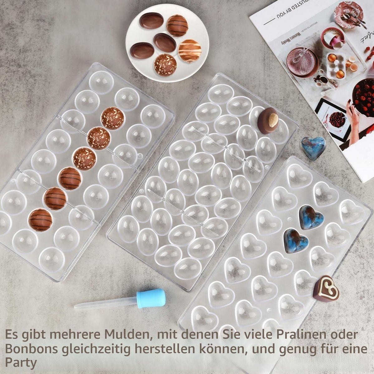 3D Schokoladenformen Set | Elliptisch, Rund, Herzförmig