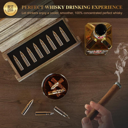 Bullet Eiswürfel Edelstahl - Wiederverwendbare Whisky Steine Geschenk für Ihn