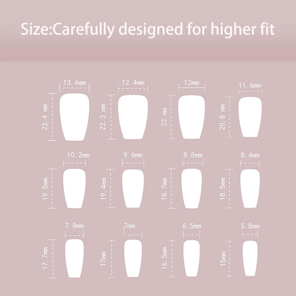 24er Set Press-On-Nägel Pink Glitter Quadrat French
