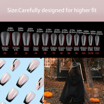 Französische Press-on Nägel Schwarz-Weiß Halloween 24er Pack