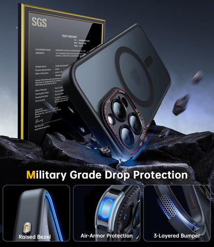 Schwarze iPhone 16 Pro Max Hülle Magsafe Militärschutz Anti-Fingerabdruck