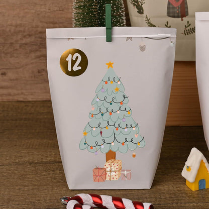 Adventskalender Papiertüten Weihnachtsmotiven 24er Set