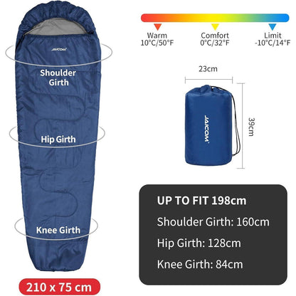 Ultraleichter Mumienschlafsack 4 Jahreszeiten, 1600g, Blau