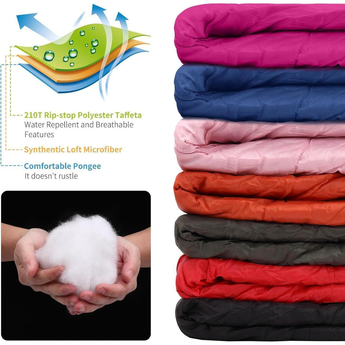Ultraleichter Mumienschlafsack 4 Jahreszeiten, 1600g, Blau