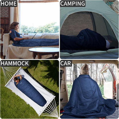 Ultraleichter Mumienschlafsack 4 Jahreszeiten, 1600g, Blau