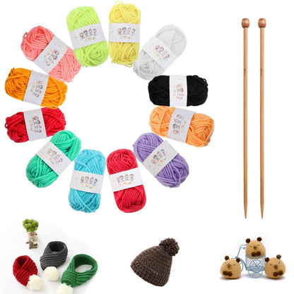 Strickset für Anfänger mit Häkelgarn und Nadeln