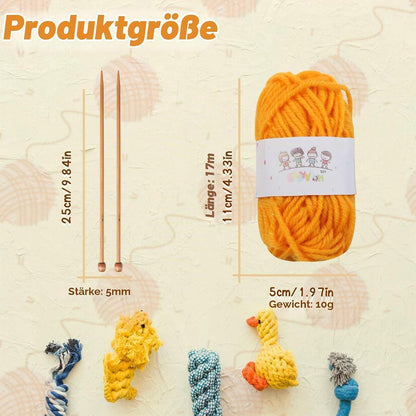 Strickset für Anfänger mit Häkelgarn und Nadeln