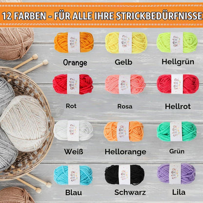 Strickset für Anfänger mit Häkelgarn und Nadeln