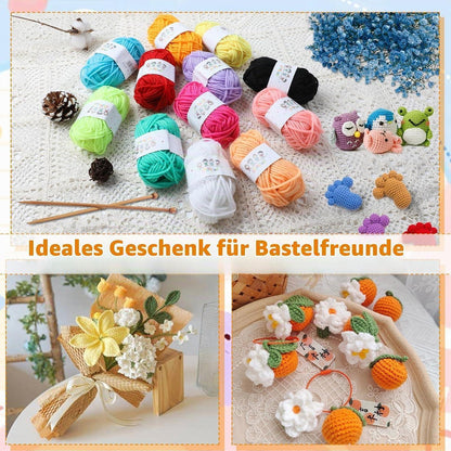 Strickset für Anfänger mit Häkelgarn und Nadeln