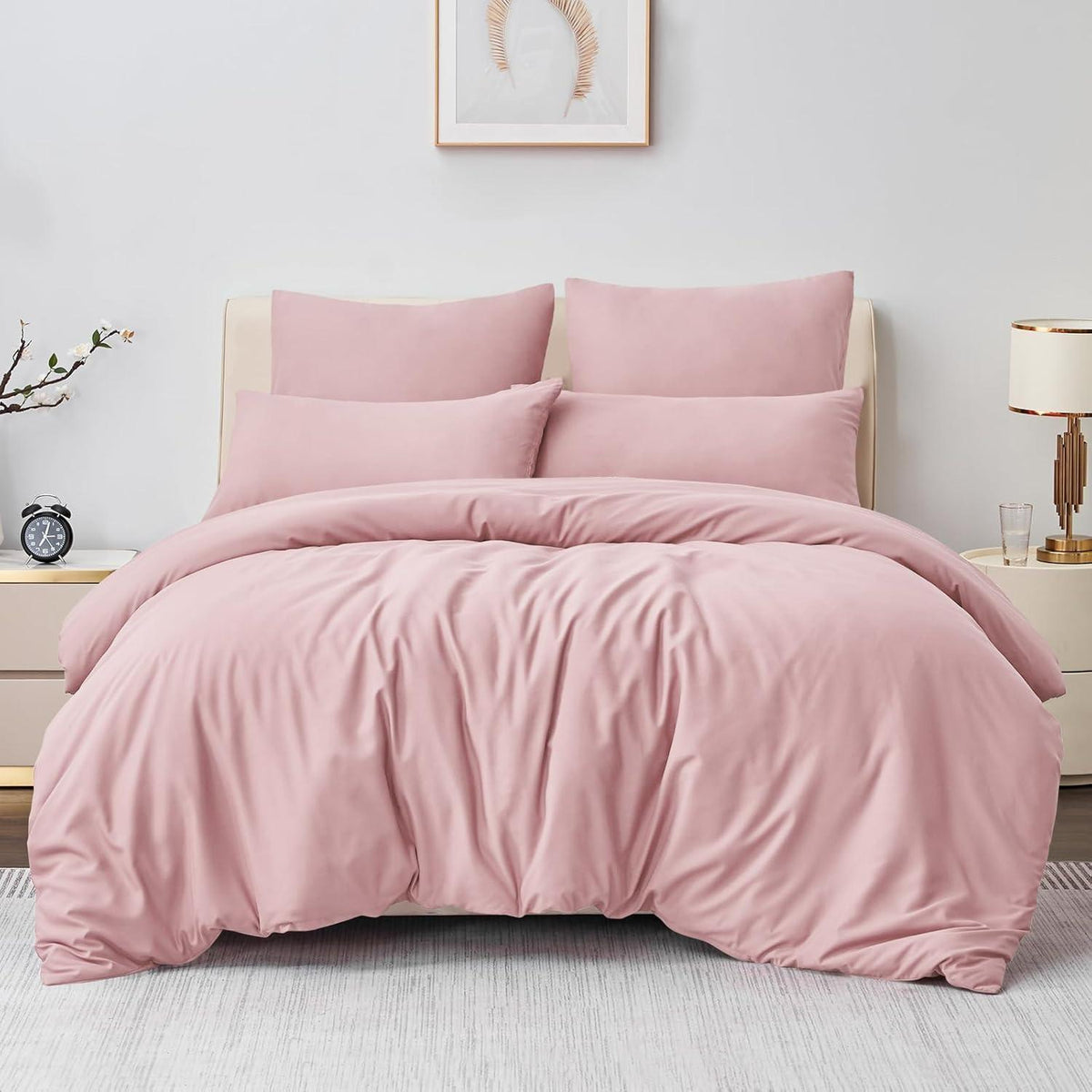 Bettwäsche-Set 220x240cm 3-teilig Mikrofaser Rosa