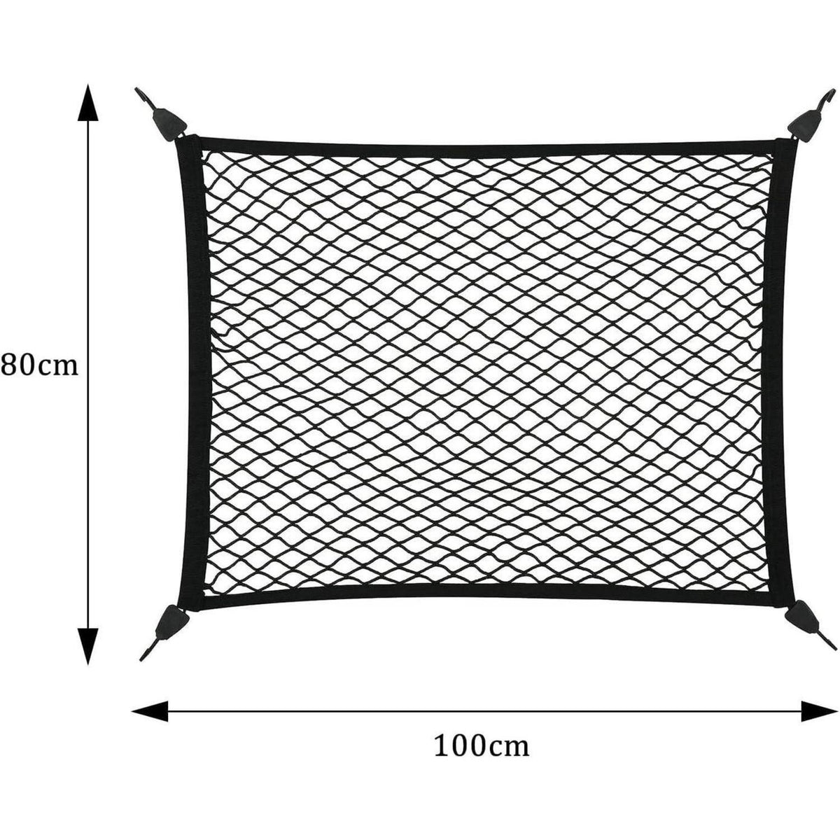 Kofferraumnetz Auto 80x100cm – Elastisches Gepäcknetz mit 4 Haken