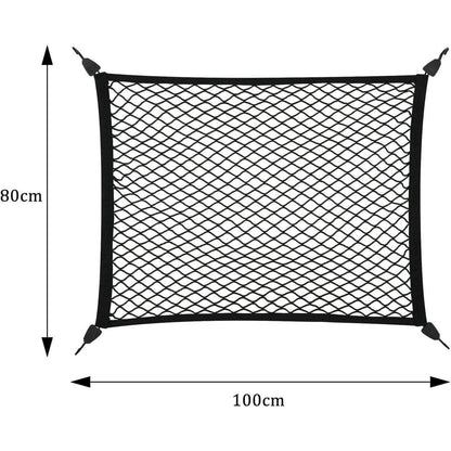 Kofferraumnetz Auto 80x100cm – Elastisches Gepäcknetz mit 4 Haken