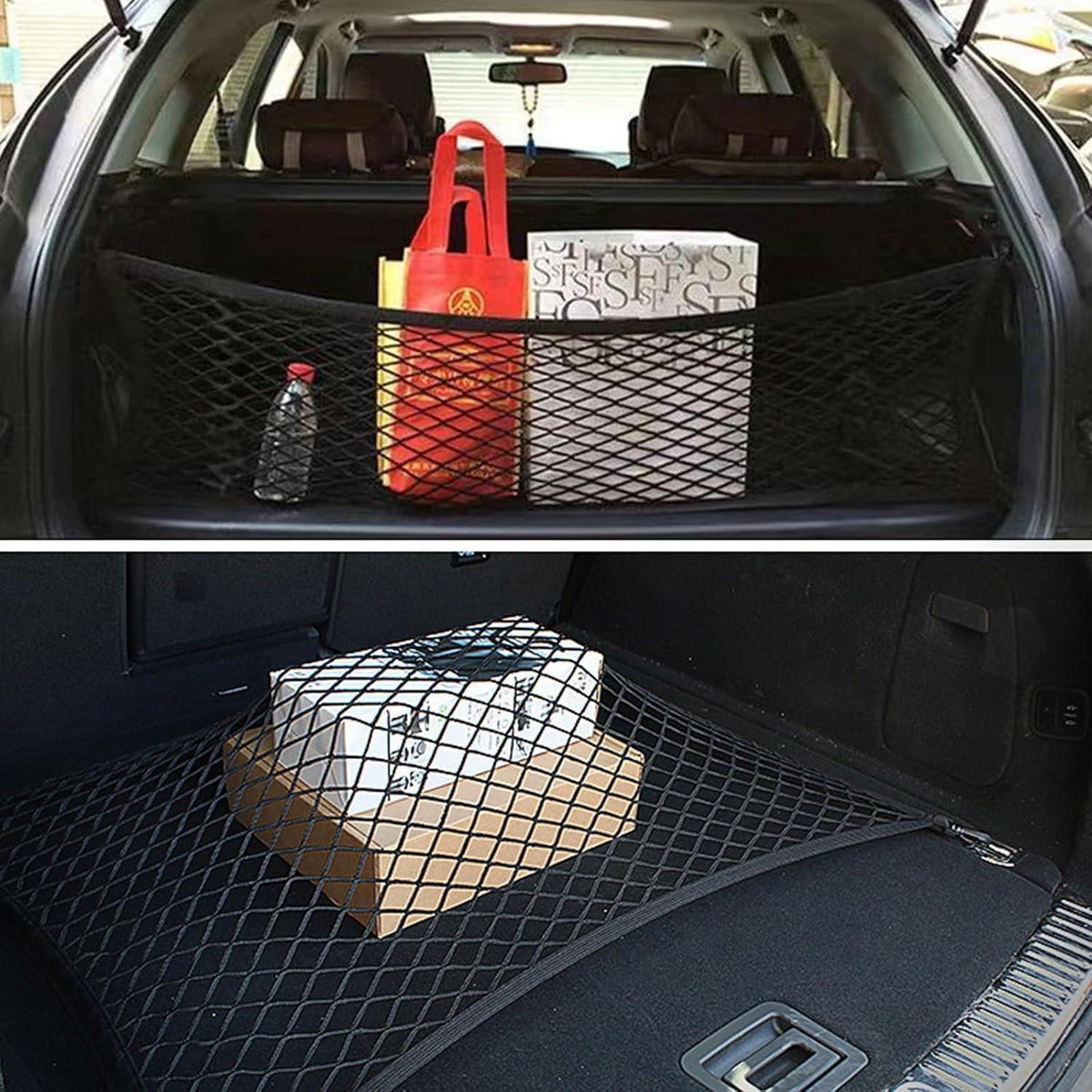 Kofferraumnetz Auto 80x100cm – Elastisches Gepäcknetz mit 4 Haken