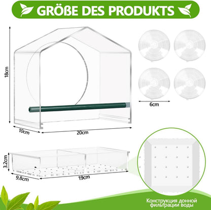 Großes Vogelhaus Fenster mit Saugnäpfen - Transparentes