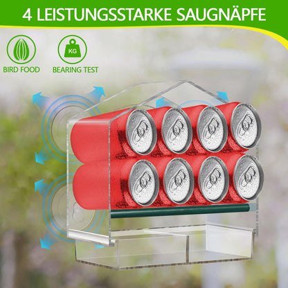 Vogelhaus Fensterscheibe mit Saugnäpfen Vogelfutterhaus Groß Transparent