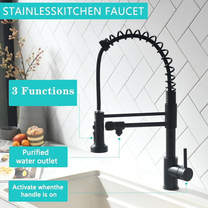 Moderne TIMACO 3-Wege Schwarz Wasserhahn Küche mit Brause