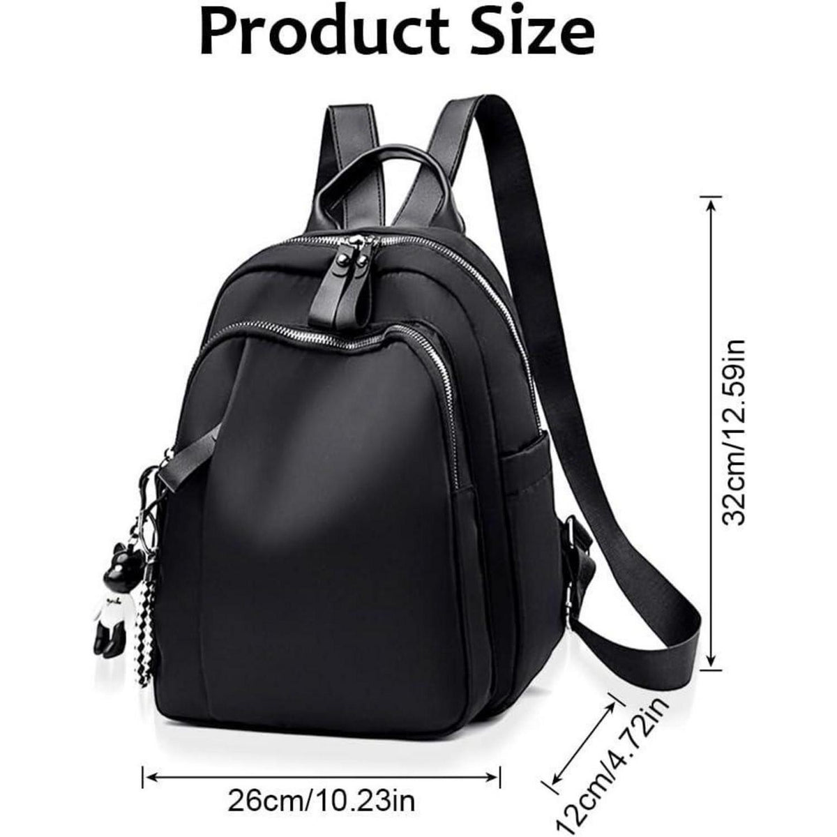 Damen Rucksack Klein Wasserdicht Nylon Reise Daypack Schwarz