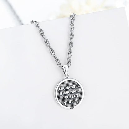 925 Sterling Silber Halskette Erzengel Michael Schutzanhänger Herren