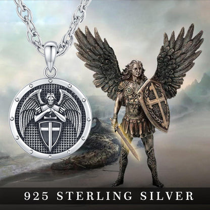 925 Sterling Silber Halskette Erzengel Michael Schutzanhänger Herren