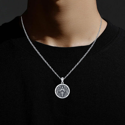 925 Sterling Silber Halskette Erzengel Michael Schutzanhänger Herren