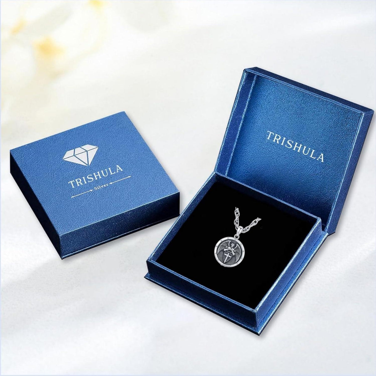 925 Sterling Silber Halskette Erzengel Michael Schutzanhänger Herren