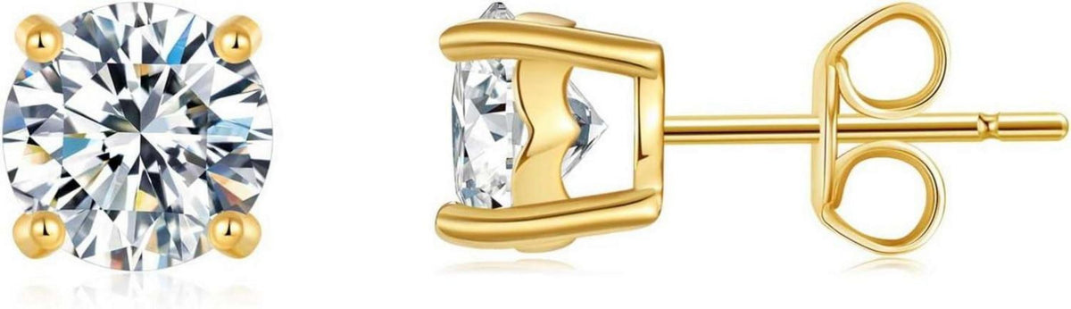 Moissanite Ohrringe Silber 925 18K vergoldet 4mm Stecker