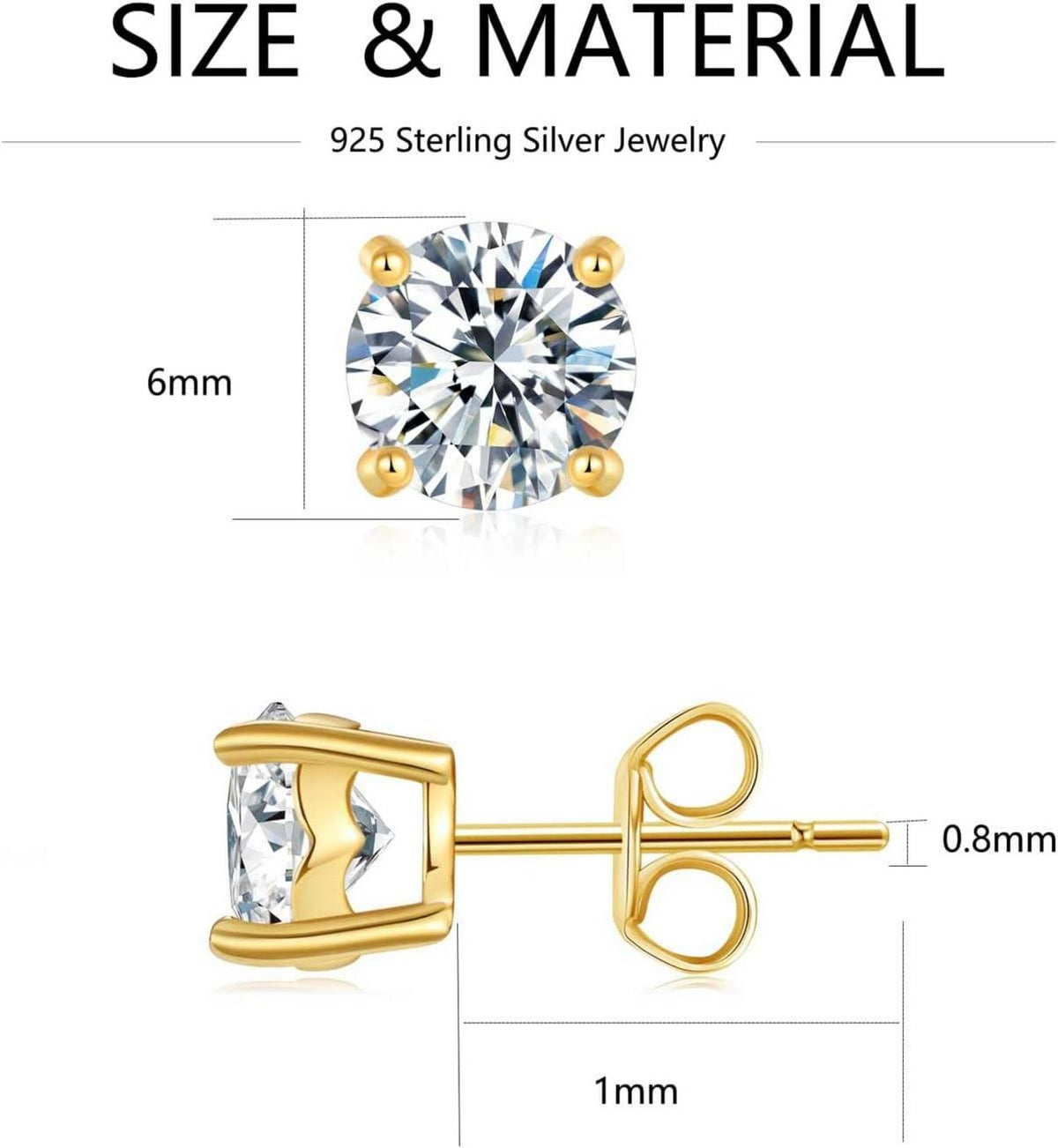Moissanite Ohrringe 925 Silber 18K Vergoldet Damen