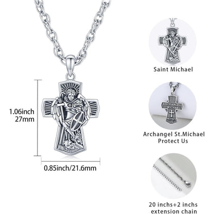 925 Sterlingsilber Halskette Erzengel Michael Schutzanhänger Herren