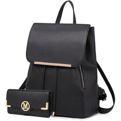 Damen Rucksack Klein Wasserdicht Elegant mit Geldbörse Schwarz