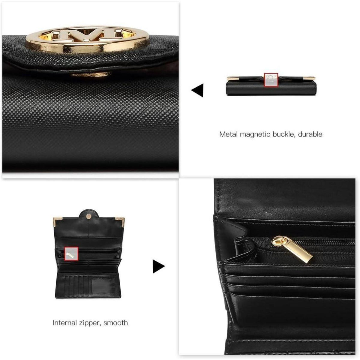 Damen Rucksack Klein Wasserdicht Elegant mit Geldbörse Schwarz