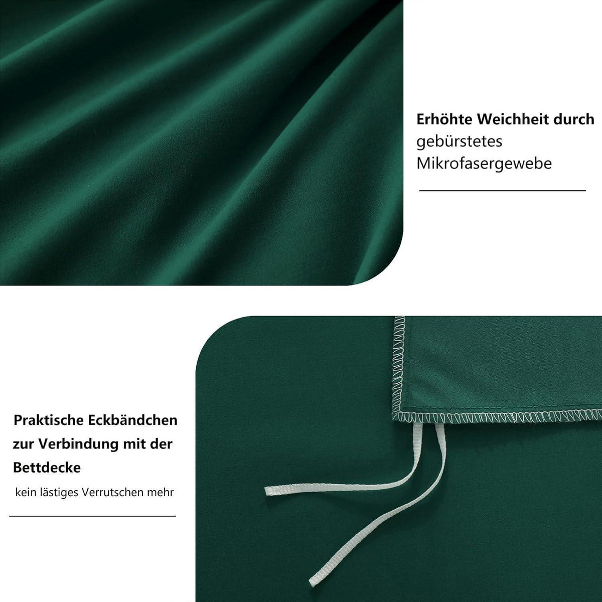 Bettwäsche-Set 4-teilig Dunkelgrün Mikrofaser 135x200cm