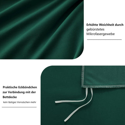 Bettwäsche-Set 4-teilig Dunkelgrün Mikrofaser 135x200cm