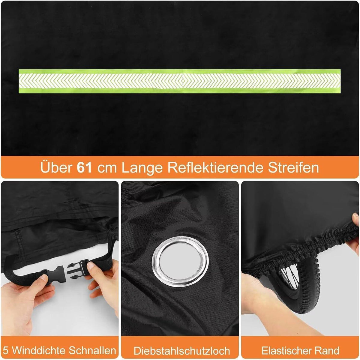 Wasserdichte Fahrradabdeckung 200x80x110cm mit Diebstahlschutz