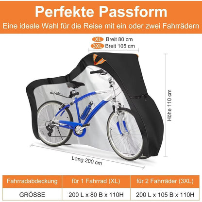 Wasserdichte Fahrradabdeckung 200x80x110cm mit Diebstahlschutz