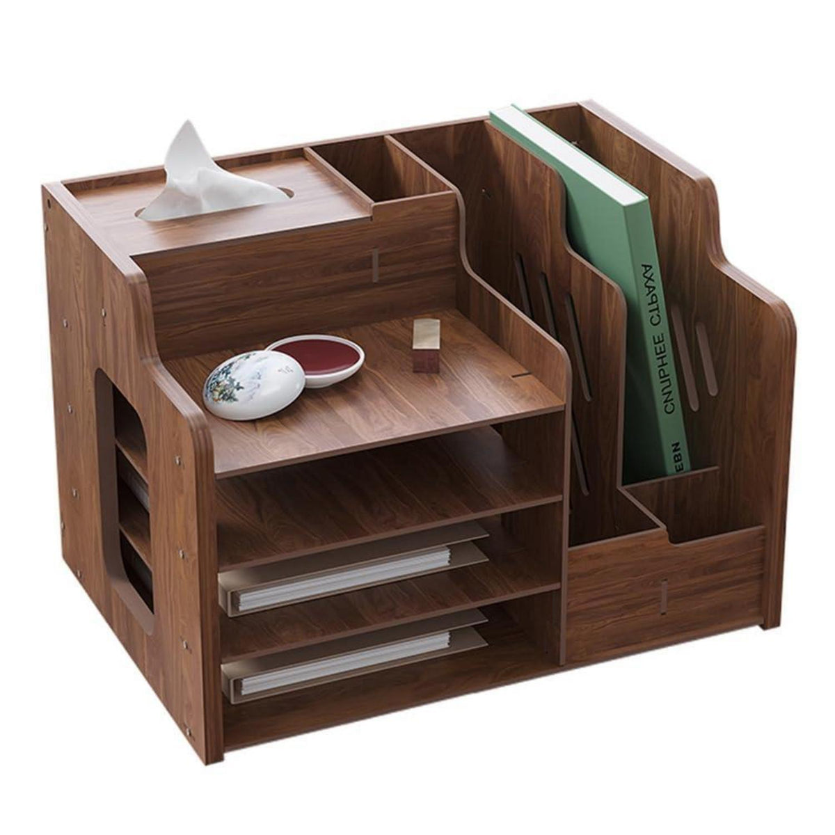 Holz Schreibtisch Organizer A4 Dokumentensortierer Büro Ordnung