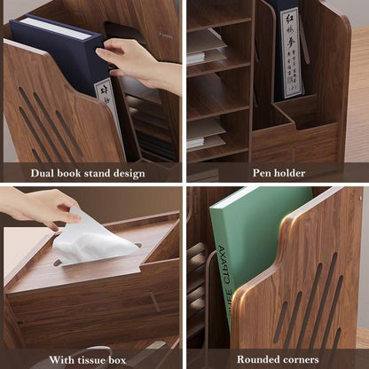 Holz Schreibtisch Organizer A4 Dokumentensortierer Büro Ordnung