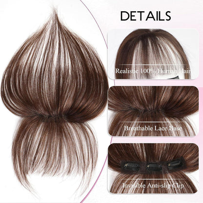 Echthaar Pony Clip-In Natur Braun 11cm 360° Deckhaar