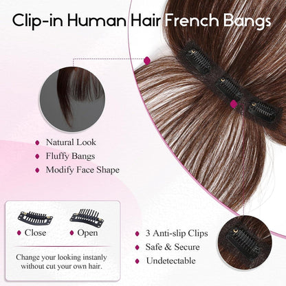 Echthaar Pony Clip-In Natur Braun 11cm 360° Deckhaar