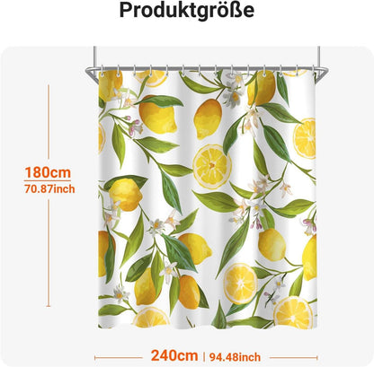 Duschvorhang Zitrone Blatt 240x180cm Antischimmel & Wasserabweisend