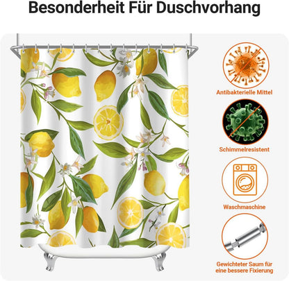 Duschvorhang Zitrone Blatt 240x180cm Antischimmel Wasserabweisend